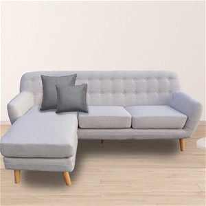 Sarantino Linen Corner Sofa Lounge L-sha