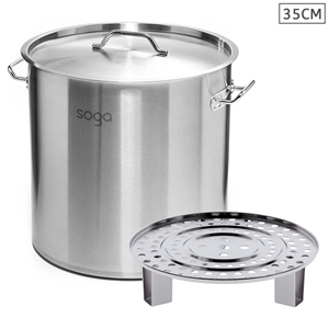 SOGA 35cm Stainless Steel Stock Pot with