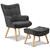 Artiss Accent Armchair and Ottoman - Charcoal