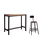 Levede 3pc Industrial Pub Table Bar Stools Wood Chair Set Home Kitchen