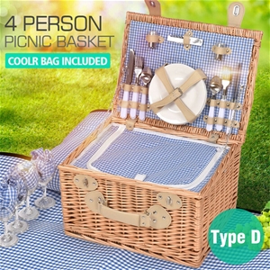 Deluxe 4 Person Picnic Basket Set Outdoo