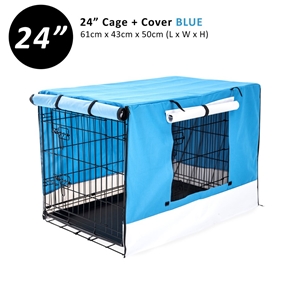 24" Foldable Wire Dog Cage with Tray + B