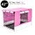 42" Foldable Wire Dog Cage with Tray + PINK Cover