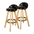 2x Bar Stools Swivel Stool Kitchen Wooden Chairs Leather Barstools Black