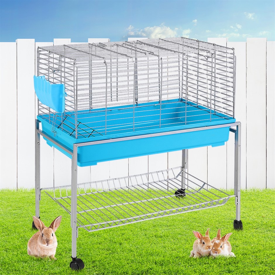 i.Pet Rabbit Cage Hutch Indoor Hamster Enclosure Bunnings Carrier Blue