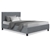NEO King Single Bed Frame Base - Wood and Grey Fabric