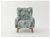 Armchair High back Lounge Accent Chair Designer Printed Fabric Wooden Leg