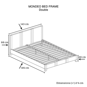 Double Size Leatheratte Bed Frame in Bla