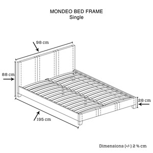 Single Size Leatheratte Bed Frame in Bla