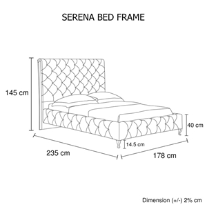 Queen Size Bed Frame in Black Faux Leath