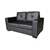 2 Seater Lounge Leatherette Sofa Couch with Wooden Frame in Black Colour
