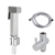 Square Brass Brushed Nickel Toilet Bidet Wash Kit Diverter Set w/ PVC Hose
