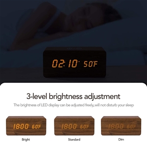 LED Digital Sound Activated Wooden Alarm