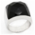 Stainless Steel Ladies Black Agate Ring