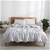 Natural Home Classic Pinstripe Linen Quilt Cover Set Single Bed White/Navy