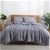 Natural Home Classic Pinstripe Linen Quilt Cover Set Double Bed Navy/White