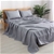Natural Home Classic Pinstripe Linen Sheet Set Queen Bed Navy and White
