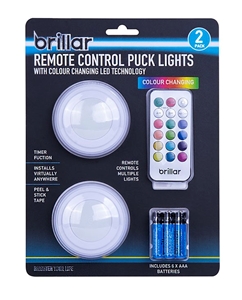 2pk Remote Controlled Color Changing Puc