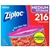Pack of 216 x ZIPLOC Medium Storage Freezer Bags, 17.7cm x 18.8cm, Seal Top