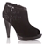 Miss Sixty Women's Black Embellished Suede Peep Toe Boots 11cm Heel