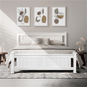 Artiss Double Size Wooden Bed Frame - Wh