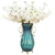 SOGA 51cm Blue Glass Floor Vase and 10pcs White Artificial Fake Flower Set