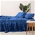 Natural Home 100% European Flax Linen Sheet Set - Deep Blue -Super King Bed