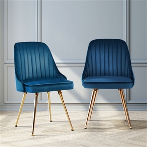 Artiss Dining Chairs Retro Velvet Blue x