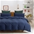 Dreamaker Cotton Jersey Quilt Cover Set Washed Navy King Bed