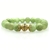 10mm Natural Light Green Flower Jade & Gold Plated Rhinestone Bracelet