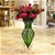 SOGA 65cm Green Glass Tall Floor Vase with Metal Flower Stand