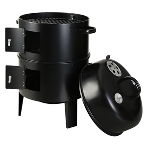 Grillz 3-in-1 Charcoal BBQ Smoker - Blac