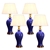 SOGA 4x Blue Ceramic Oval Table Lamp with Gold Metal Base