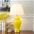 SOGA Oval Ceramic Table Lamp with Gold Metal Base Desk Lamp Yellow