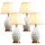 SOGA 4x Textured Ceramic Oval Table Lamp with Gold Metal Base White
