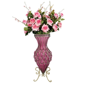 SOGA 67cm Purple Glass Floor Vase and 12