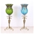 SOGA 85cm Blue Glass Floor Vase and 12pcs White Artificial Fake Flower Set