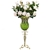 SOGA 85cm Green Glass Floor Vase and 12pcs White Artificial Fake Flower Set