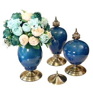 SOGA 3x Ceramic Oval Flower Vase with Bl