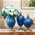 SOGA 3x Ceramic Oval Flower Vase with Blue Flower Set Dark Blue