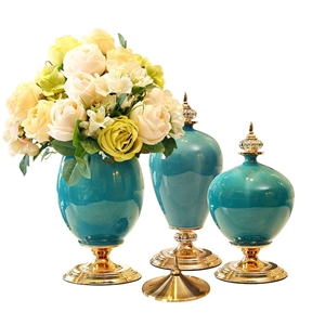 SOGA 3x Ceramic Oval Flower Vase with Wh