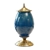 SOGA 40.5cm Ceramic Oval Flower Vase with Gold Metal Base Dark Blue