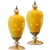 SOGA 2x 42cm Ceramic Oval Flower Vase with Gold Metal Base Yellow
