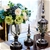 SOGA 2 x Clear Glass Flower Vase with Lid & Transparent Filler Vase Black