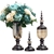 SOGA 2 x Clear Glass Flower Vase with Lid & Blue Flower Filler Vase Black