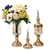 SOGA 2 x Clear Glass Flower Vase with Lid & White Flower Filler Vase Gold