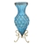 SOGA 65cm Blue Glass Tall Floor Vase with Metal Flower Stand