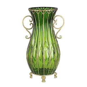 SOGA 50cm Green Glass Oval Floor Vase wi