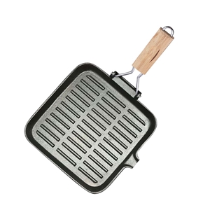 SOGA 22cm Ribbed Cast Iron Square Frying