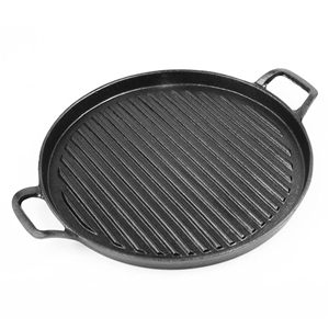 SOGA 30cm Ribbed Cast Iron Frying Pan Sk